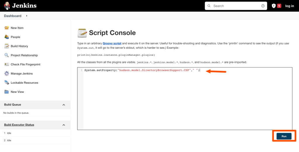 Jenkins blank html report in script console